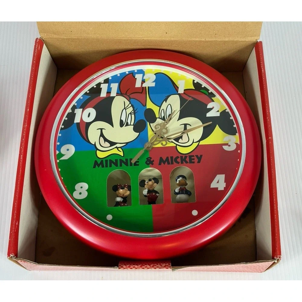 Vintage‎ Walt Disney Dancing Mickey Donald Minnie Wall Clock Model 8392C Working